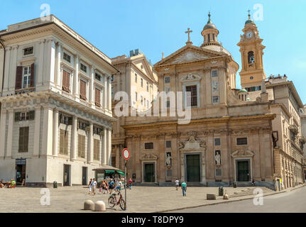 Chiesa del Gesu à Piazza Matteotti, Gênes, Ligurie, Italie Banque D'Images