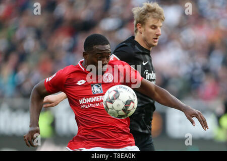 12 mai 2019, Hessen, Frankfurt/M. : Soccer : Bundesliga, l'Eintracht Frankfurt - FSV Mainz 05, 33e journée à la Commerzbank Arena. Jean-Philippe Mateta de Mayence . Photo : Thomas Frey/DPA - Utilisez uniquement après accord contractuel Banque D'Images