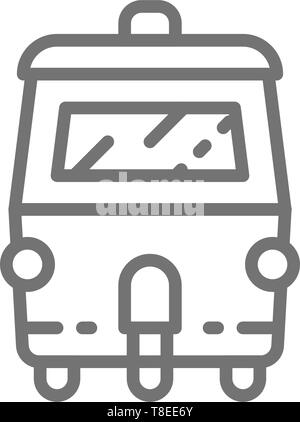 Location de tuk tuk, des transports publics dans l'icône de la ligne de la Thaïlande. Illustration de Vecteur