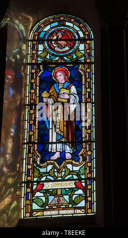 Saint Jean décrit dans le vitrail à l'église St Catherine, Hoarwithy Herefordshire Angleterre Royaume-uni. Février 2019. Banque D'Images