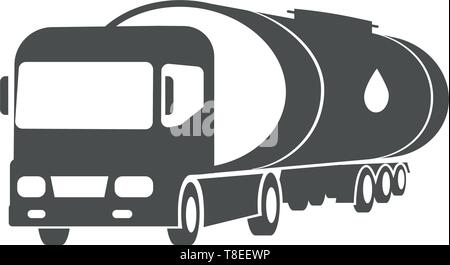 L'huile de vecteur, camion de livraison de fret, symbole de service. Illustration de Vecteur