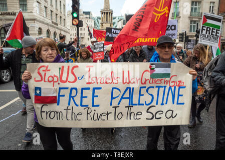 Londres, Royaume-Uni. 11 mai 2019. Manifestation nationale pour la Palestine. Des milliers de militants ont marché de Portland Place à Whitehall. Organisé par la Campagne de Solidarité Palestine, Stop the War Coalition, le Forum palestinien en Grande-Bretagne, les amis d'Al- Aqsa & Association des musulmans de Grande-Bretagne. Crédit : Stephen Bell/Alamy Stock Photo Banque D'Images
