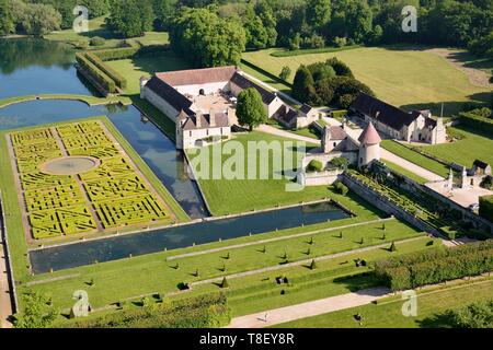 France, Val d'Oise, Parc Naturel Régional du Vexin Francais (parc naturel régional du Vexin Francais), Chaussy, Villarceaux estate (vue aérienne) Banque D'Images