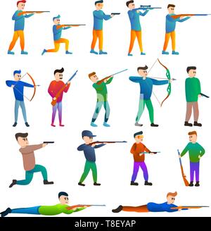 Sport de tir icons set. Jeu de sport de tir Cartoon vector icons pour web design Illustration de Vecteur