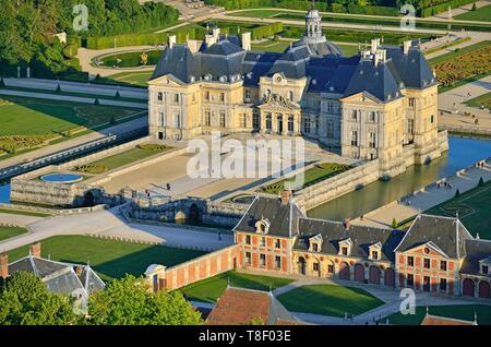 France, Seine et Marne, Maincy, le château et les jardins de Vaux le Vicomte (vue aérienne) Banque D'Images