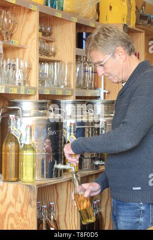 France, Bouches du Rhône, Marseille, Vieux Port, La Maison du pastis distribue une centaine de pastis et absinthes, vente en vrac MONSIEUR OK Banque D'Images