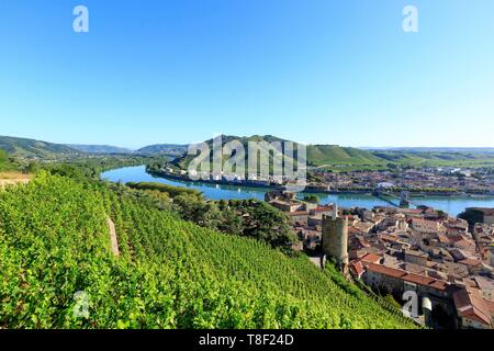 France, Ardèche, Tournon sur Rhône, le Rhône Banque D'Images