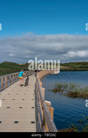 Des kilomètres de dunes de sable, les îles-barrières, de falaises de grès, de terres humides, forêts. Les plages de Cavendish font partie du Parc National de l'île Banque D'Images