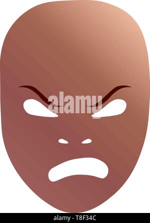 Masque de théâtre avec émotion frénétique. Vector illustration. Masque en bronze avec gradient isolé sur fond blanc. Illustration de Vecteur