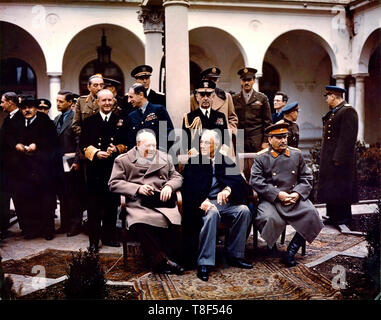 Conférence de Yalta 1945 : Churchill, Roosevelt, Staline. Banque D'Images