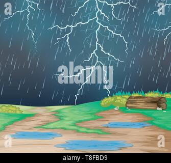 Pleut dans nature paysage illustration Illustration de Vecteur