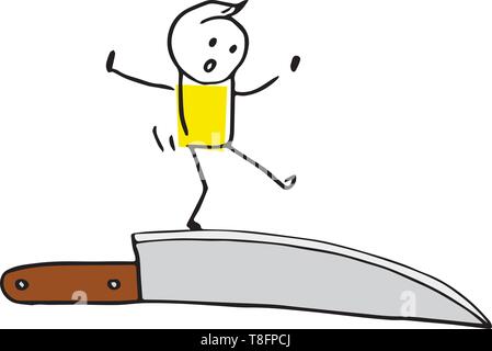 Image de couleurs créatives marcher sur une lame de couteau. Illustration de Vecteur