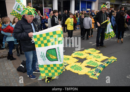 FC Norwich Norwich en défilé pour célébrer remportant le championnat et la promotion à la Premier League. Norwich, UK 6/5/19 Banque D'Images