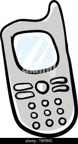 Un téléphone portable gris avec l'élégant meublé typiquement des nombres et des symboles imprimés sur les boutons de la façon la plus rapide de communiquer et de se connecter avec pe Illustration de Vecteur