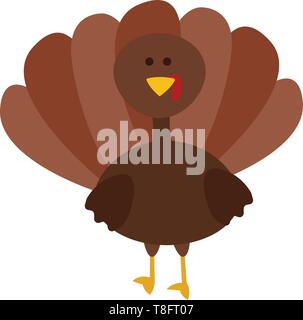 La Turquie un oiseau avec une protubérance charnue wattle ou suspendu au dessus du bec est jaune et le corps de queue gonflée propagation feathe Illustration de Vecteur