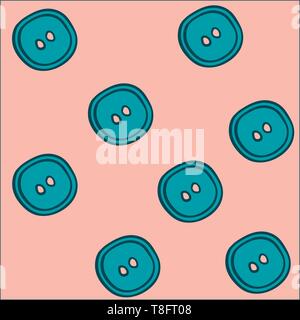 Des motifs réguliers du carré bleu en forme de boutons avec deux espaces creux disposés en diagonale sur le fond rose belle vue depuis le BOF Illustration de Vecteur