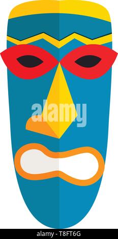 Une photo d'un masque africain bleu, Scénario, dessin en couleur ou d'illustration. Illustration de Vecteur