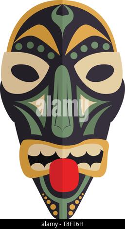 Une photo d'un masque africain, Scénario, dessin en couleur ou d'illustration. Illustration de Vecteur