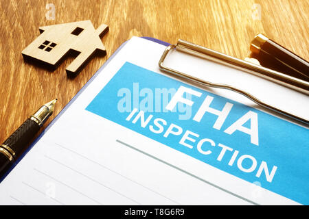 La Federal Housing Administration FHA Rapport d'inspection et presse-papiers. Banque D'Images