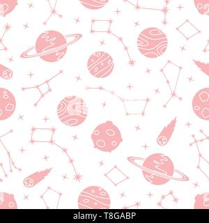 Modèle vectoriel continu avec les constellations, les planètes, Saturne, la comète. L'exploration de l'espace. L'astronomie. La science. Pour l'astronomie de conception de sites web, applications, imprimer Illustration de Vecteur