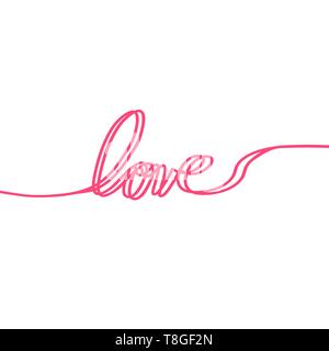 L'amour avec des coeurs à tracé continu deux lignes dans un appartement en style dessin de lignes continues. Double ligne noire continue. Les travaux de design plat Illustration de Vecteur