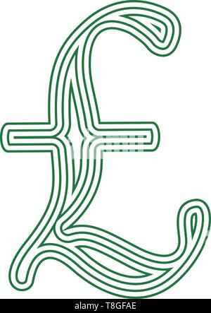 Symbole de l'unité monnaie livre icône symbole monétaire de l'illustration vectorielle à rayures sur fond blanc Illustration de Vecteur