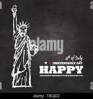 4 juillet joyeuse fête de l'indépendance d'Amérique contexte . Statue de la liberté de conception de dessin avec texte sur la texture du tableau . Vector Illustration de Vecteur