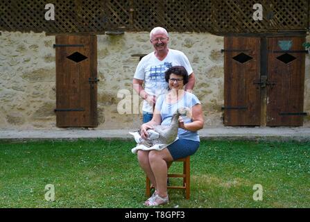 France, Gers, Montesquiou, Les Grisettes, France Laure et Jean Pierre Brazzalotto, éleveur Banque D'Images