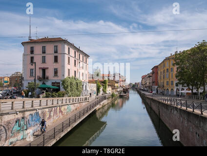 Région du canal de Navigli, Milan, Lombardie, Italie. Banque D'Images