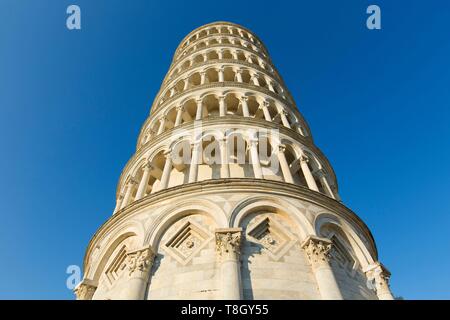 Italie, Toscane, Pise, Pisa, Piazza dei Miracoli inscrite au Patrimoine Mondial de l'UNESCO, la tour de Pise Banque D'Images