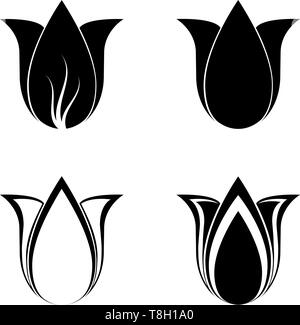 Quatre silhouettes vecteur tulip pour la conception Illustration de Vecteur