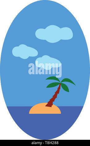 Palmier sur l'île avec ciel bleu, illustration, vecteur sur fond blanc. Illustration de Vecteur