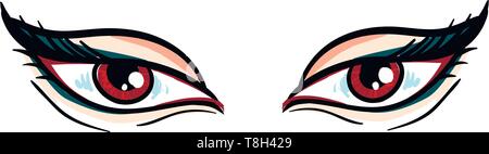 Les yeux de Vampire hand drawn vector design, illustration, sur fond blanc. Illustration de Vecteur