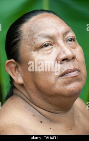 France, Guyane, Kourou, Camp Cariacou, Portrait d'un homme Banque D'Images