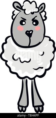 Un funny cartoon d'une brebis qui est très en colère , Scénario, dessin en couleur ou d'illustration. Illustration de Vecteur