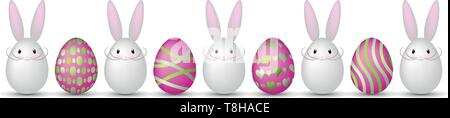 Les œufs de pâques avec lapins Illustration de Vecteur