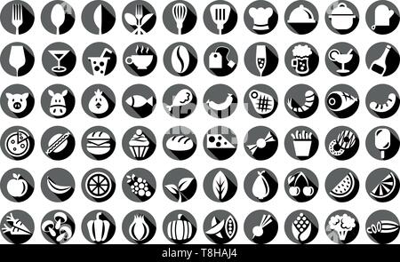 Ronde des aliments icon set Illustration de Vecteur