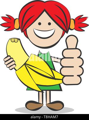 Enfant avec une banane vector illustration Illustration de Vecteur