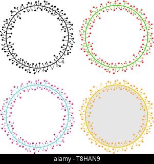 Fleur ronde vector frame set Illustration de Vecteur