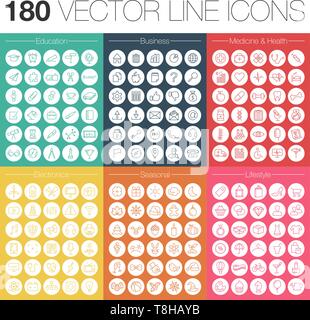 Ligne 180 icônes vector set Illustration de Vecteur