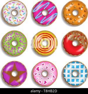 Donuts vector set sur fond blanc Illustration de Vecteur
