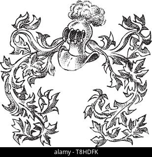 Éléments calligraphiques avec ornement de style baroque. Vintage médiévale héraldique. Décoration florissante pour les armoiries d'un royaume de fantaisie Illustration de Vecteur