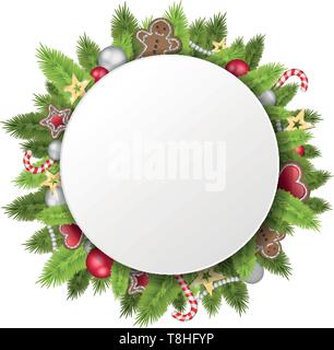 Cercle des branches de pins sapin de Noël Illustration de Vecteur