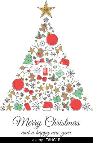 Contexte Les icônes de l'arbre de Noël Illustration de Vecteur