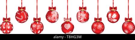 Boules de Noël rouge avec des icônes de Noël Illustration de Vecteur