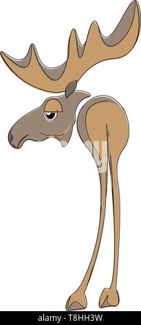 Résumé Une illustration d'un brown moose avec de grands bois, vecteur, dessin en couleur ou d'illustration. Illustration de Vecteur