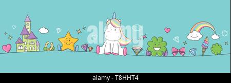 Rainbow unicorn banner Illustration de Vecteur
