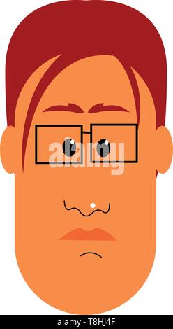 Un homme aux longs cheveux rouges portant des lunettes en forme de carré, Scénario, dessin en couleur ou d'illustration. Illustration de Vecteur