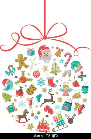 Icônes de Noël bauble Illustration de Vecteur