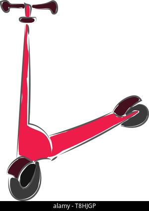 Un scooter rouge utilisé pour le transport, Scénario, dessin en couleur ou d'illustration. Illustration de Vecteur